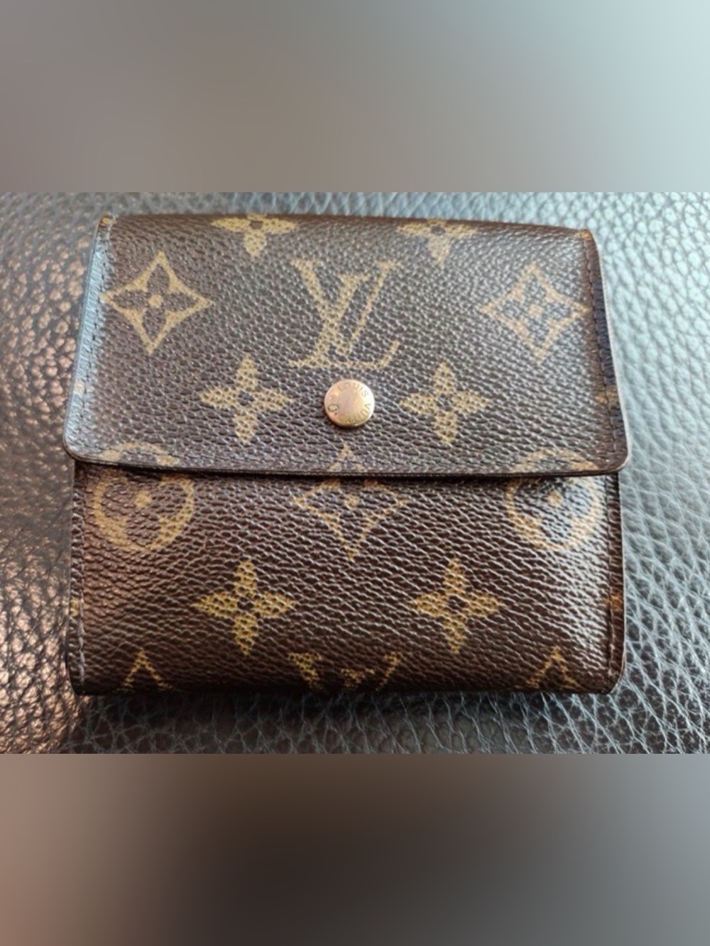 Louis Vuitton Double Sided Bi-Fold Monogram Canvas Wallet with Gold-Tone Snap
